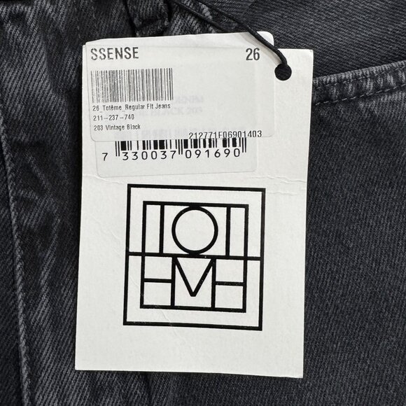 NWT Toteme Regular Fit Straight Leg Denim Jeans Women's size 26 Vintage Black - Picture 5 of 8